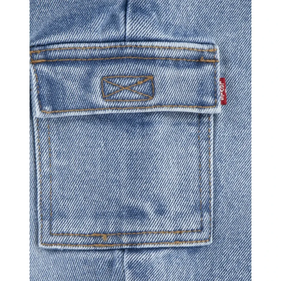 Loose Fit Cargo Dungarees in Blue