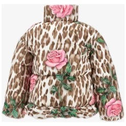 Luipaard Rozen Puffer Jas Multicolor