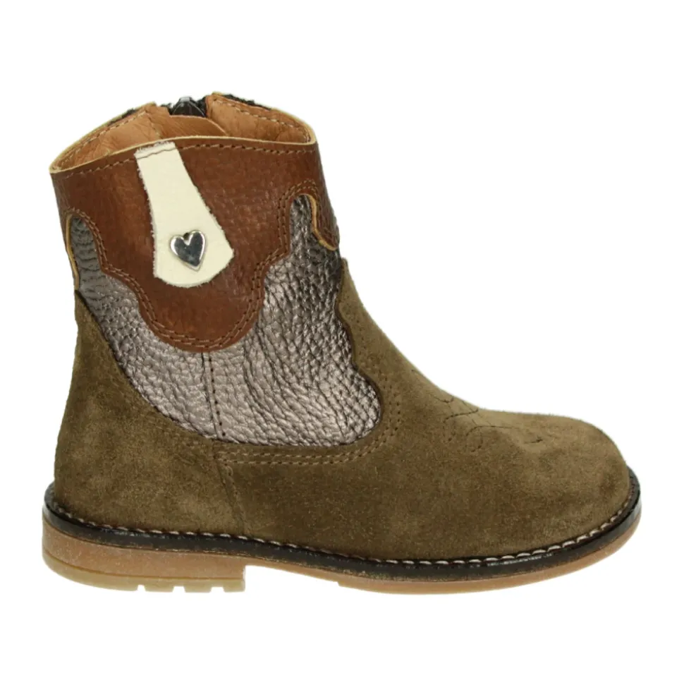 Meisjes Korte Laarzen Taupe Leer Nubuck