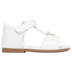 Meisjes Leren Logo Sandalen in Wit