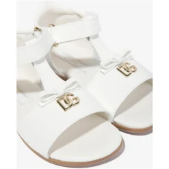 Meisjes Leren Logo Sandalen in Wit