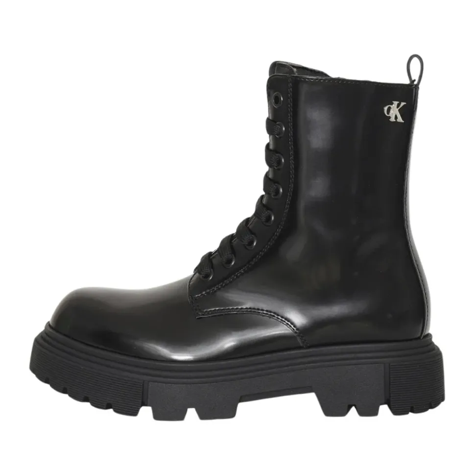 Meisjes Zwarte Winter Veterschoenen Platform Laarzen