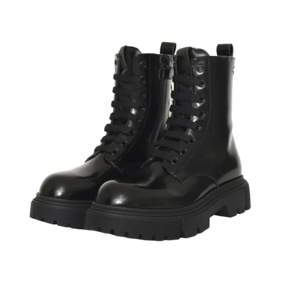 Meisjes Zwarte Winter Veterschoenen Platform Laarzen