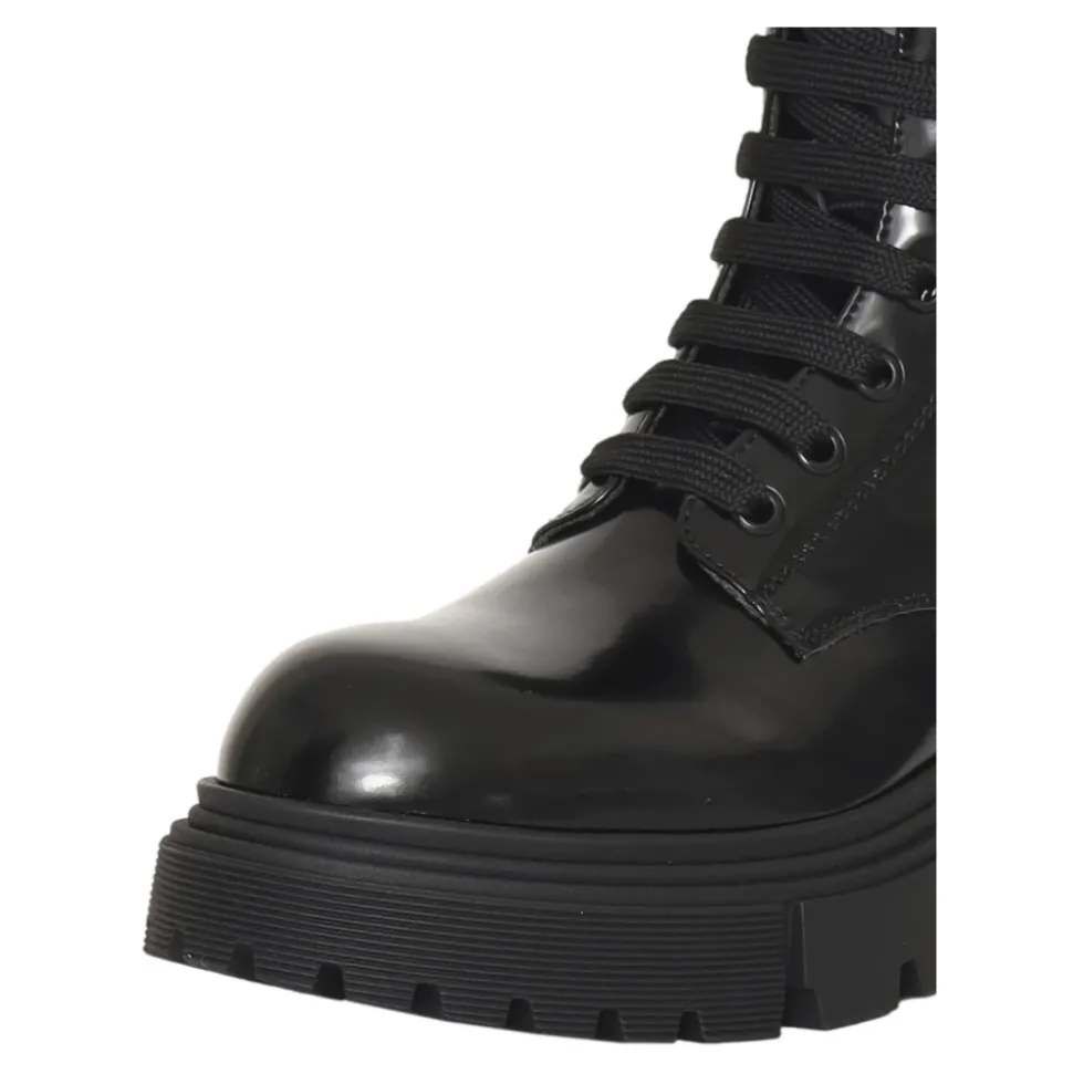 Meisjes Zwarte Winter Veterschoenen Platform Laarzen
