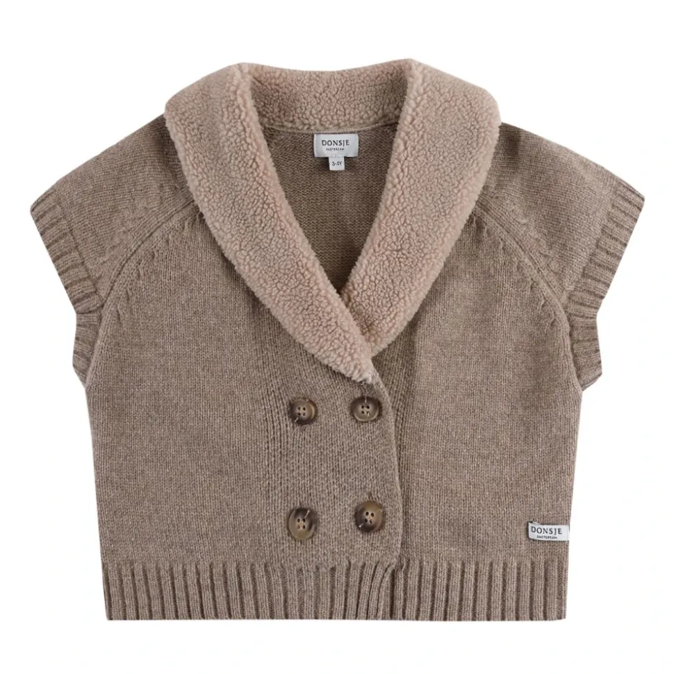 Merino Wol Bruine Mouwloze Trui