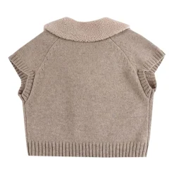 Merino Wol Bruine Mouwloze Trui