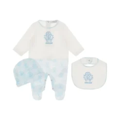 Monogram-Borduurwerk Babygrow Set Lichtblauw