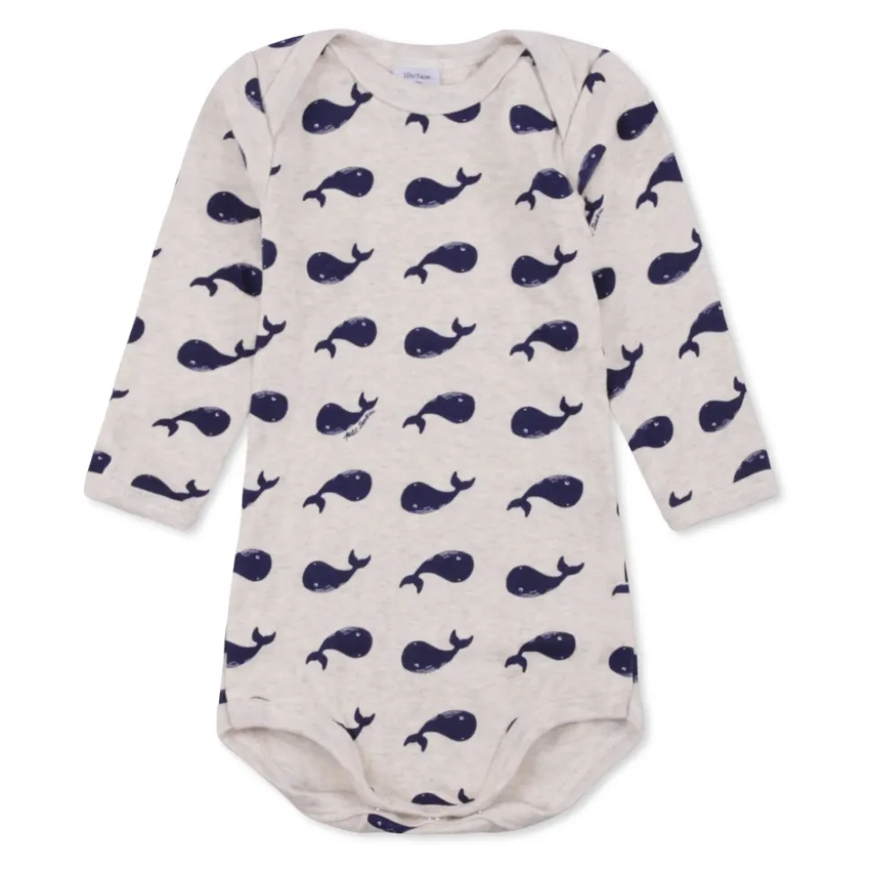 Multicolor katoenen rompertjes set met walvissen