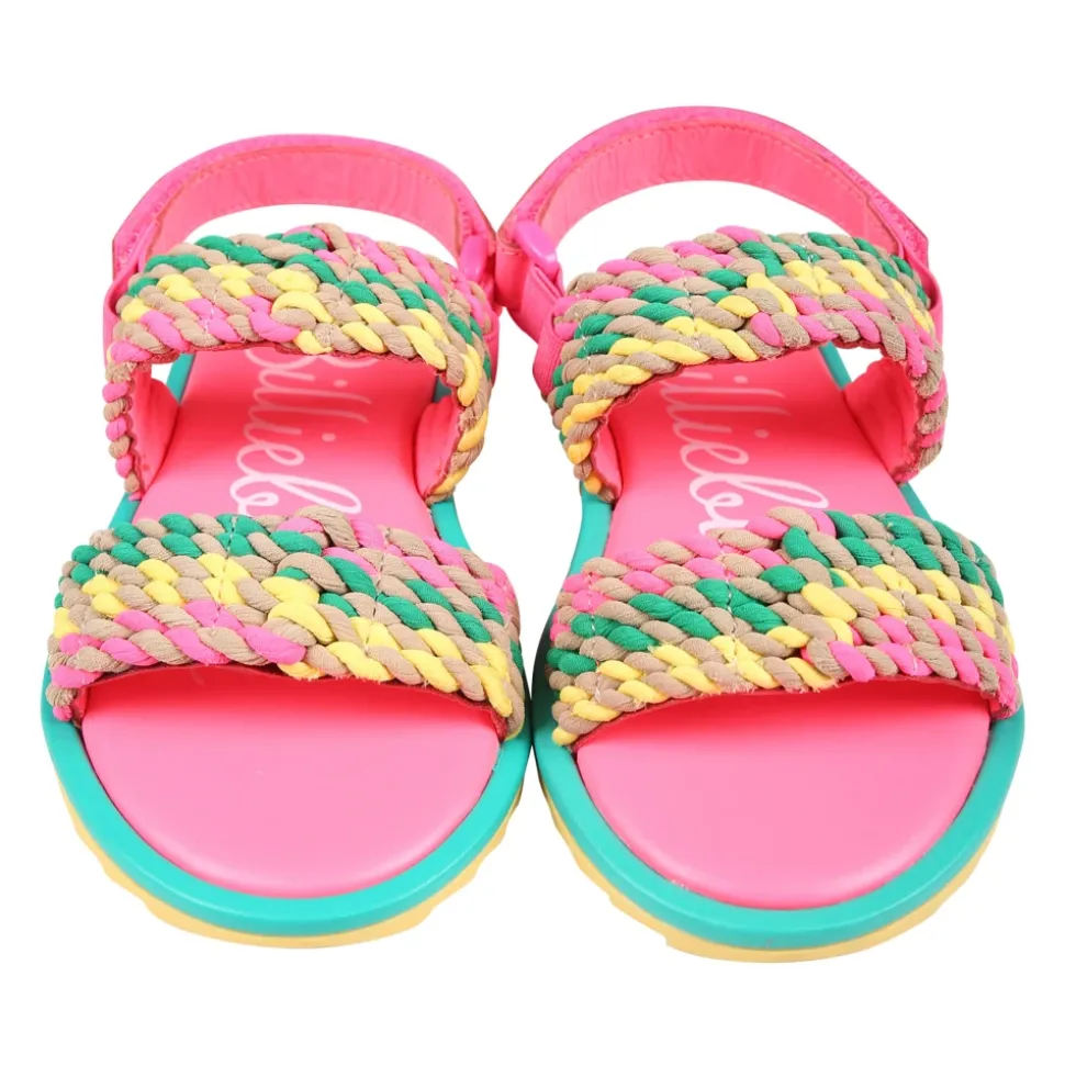 Multicolor sandalen met dubbele band en klittenbandsluiting
