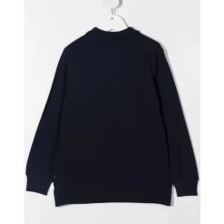 Navy Katoenen Logo Patch Lange Mouw Polo