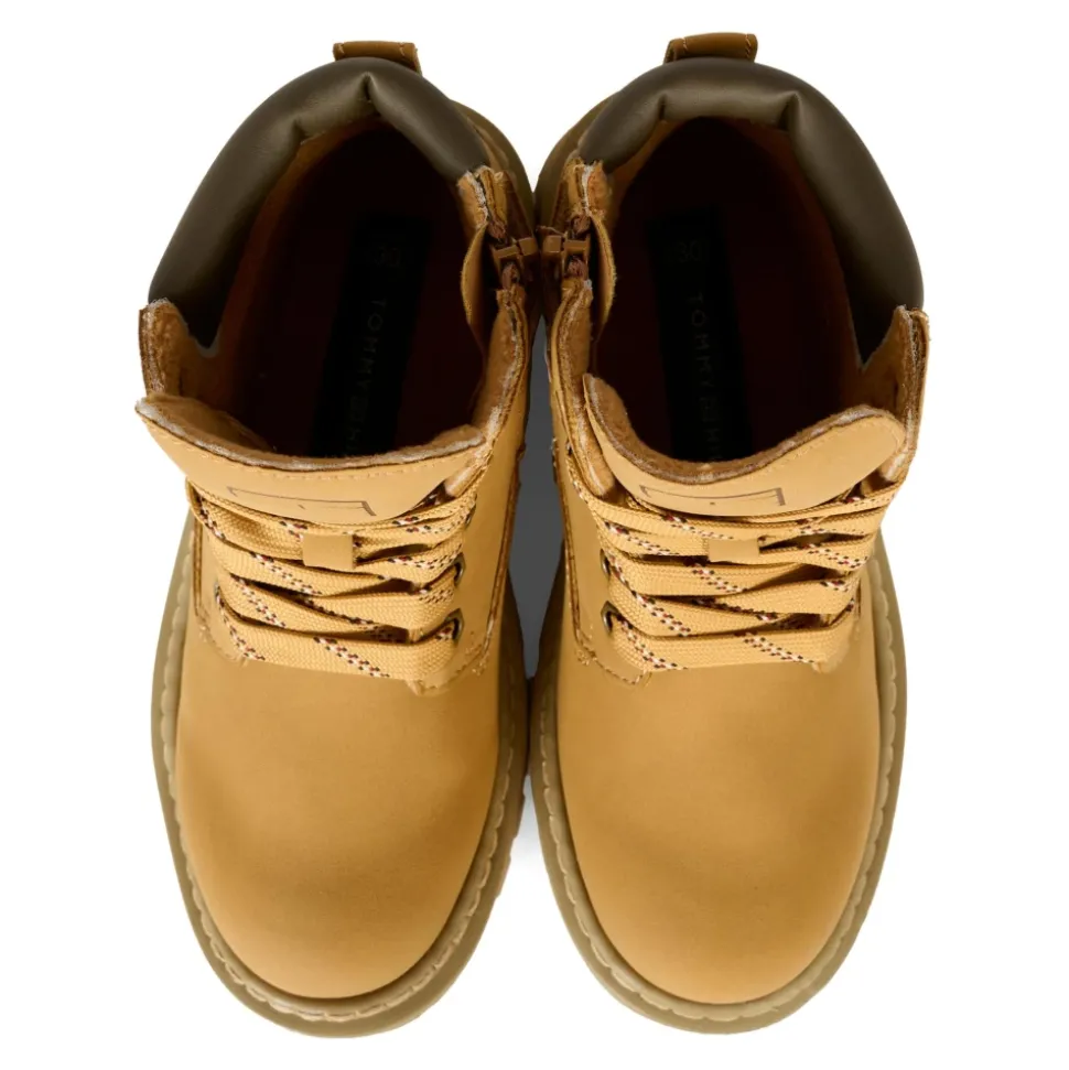 Okergele Biker Boots met Faux Fur