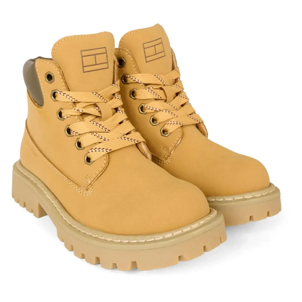 Okergele Biker Boots met Faux Fur