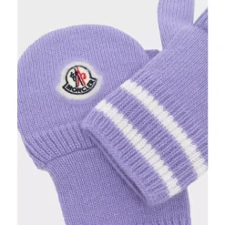 Paarse Gestreepte Gebreide Handschoenen