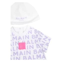 Paarse Katoenen Romper en Hoed Set