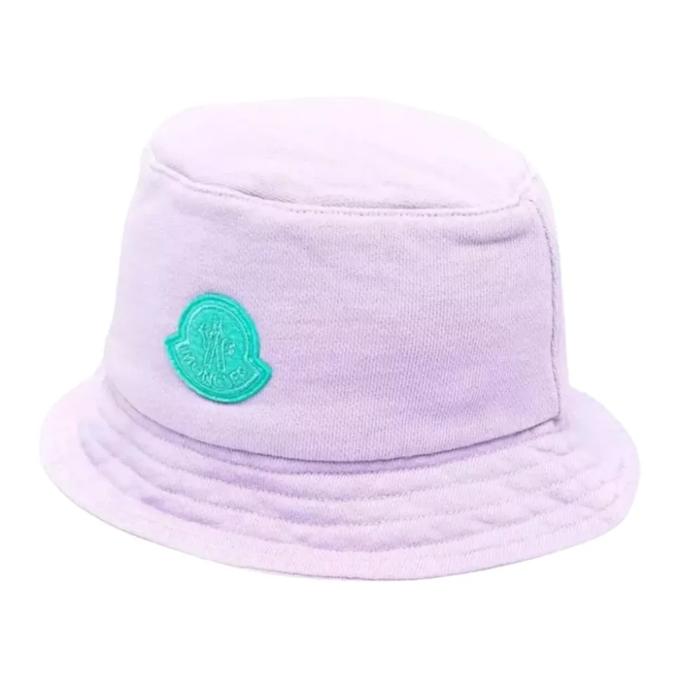 Paarse kinderhoed met logopatch