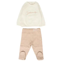 Pasgeboren Gebreide Set Beige Trui Broek