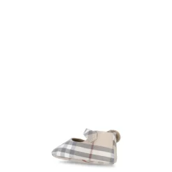 Platte Schoenen Beige Ruitpatroon Knoopsluiting