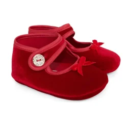 Rode fluwelen balletschoenen met strik