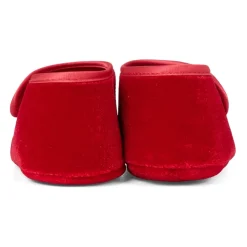 Rode fluwelen balletschoenen met strik