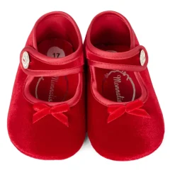 Rode fluwelen balletschoenen met strik