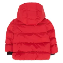 Rode Gewatteerde Donsjas met Capuchon