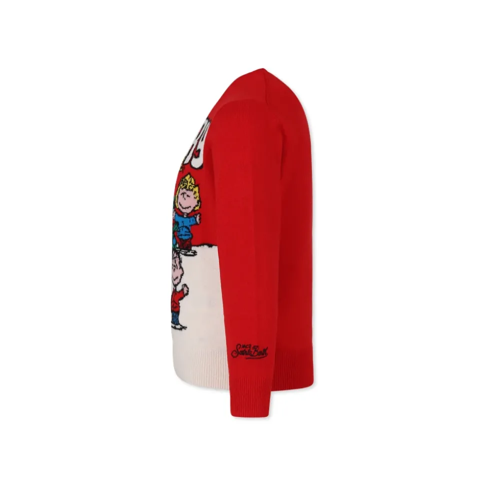 Rode Kersttrui met Peanuts Print