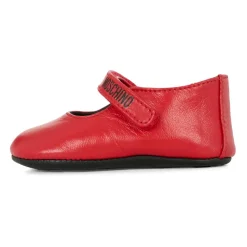 Rode leren ballerina's met logoversiering