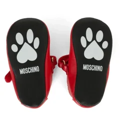 Rode leren ballerina's met logoversiering