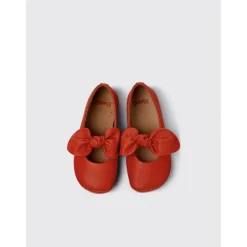 Rode Leren Strik Platte Schoenen voor Kinderen