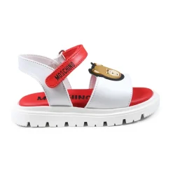 Rode Leren Teddy Bear Sandalen