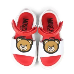 Rode Leren Teddy Bear Sandalen
