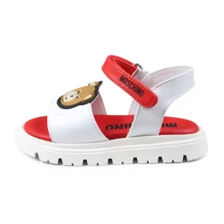 Rode Leren Teddy Bear Sandalen