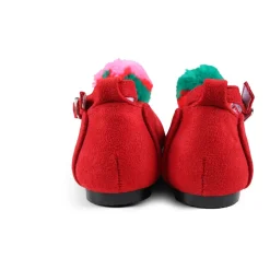 Rode Suède Balletflats met Pompom