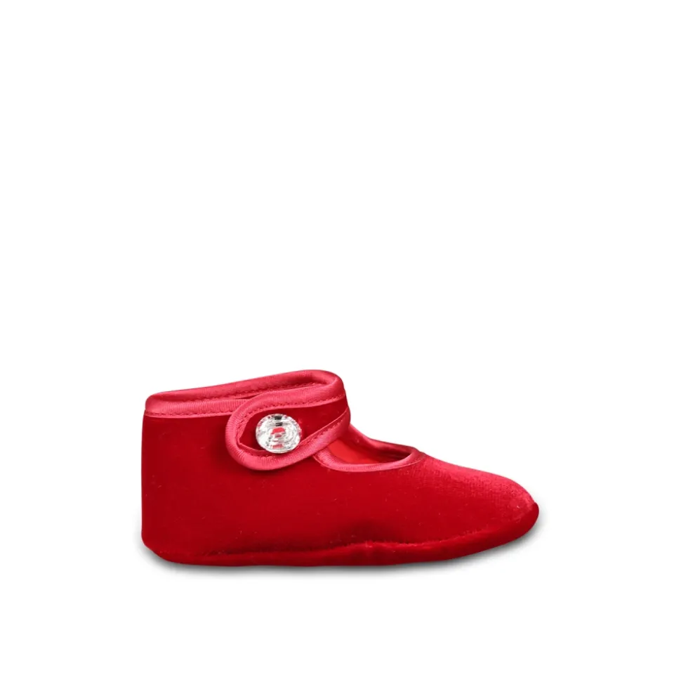 Rode Velvet Balletflats met Kristalband