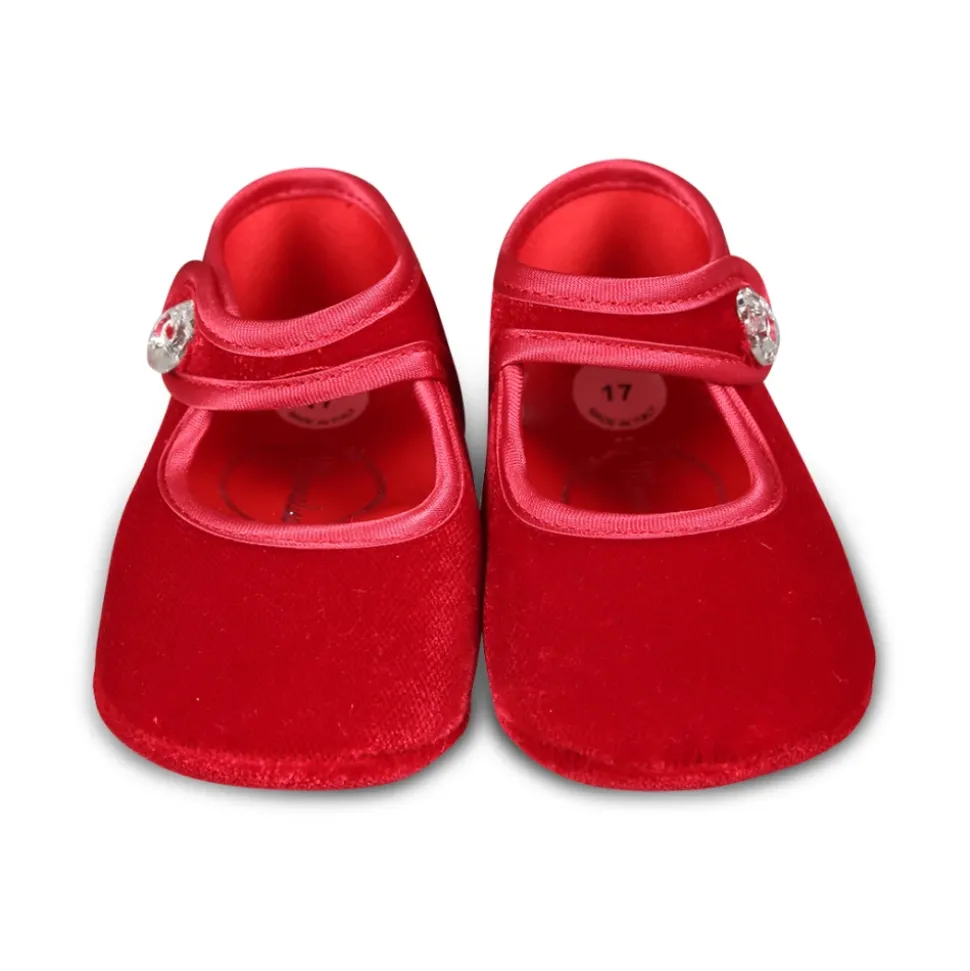 Rode Velvet Balletflats met Kristalband