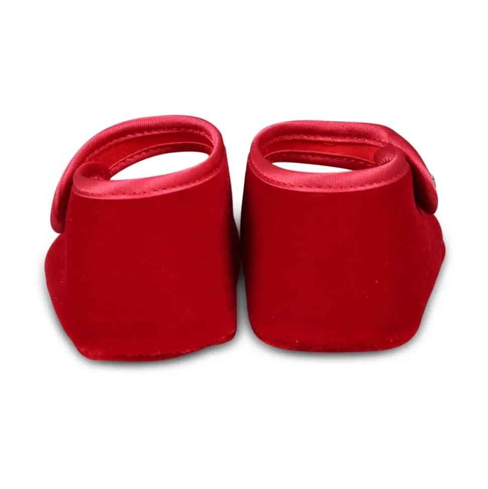 Rode Velvet Balletflats met Kristalband