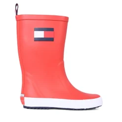 Rode Waterdichte Regenlaarzen met Iconische Vlag