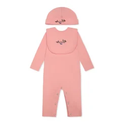 Roze Babygrow Bib Muts Set