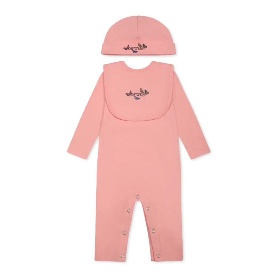 Roze Babygrow Bib Muts Set
