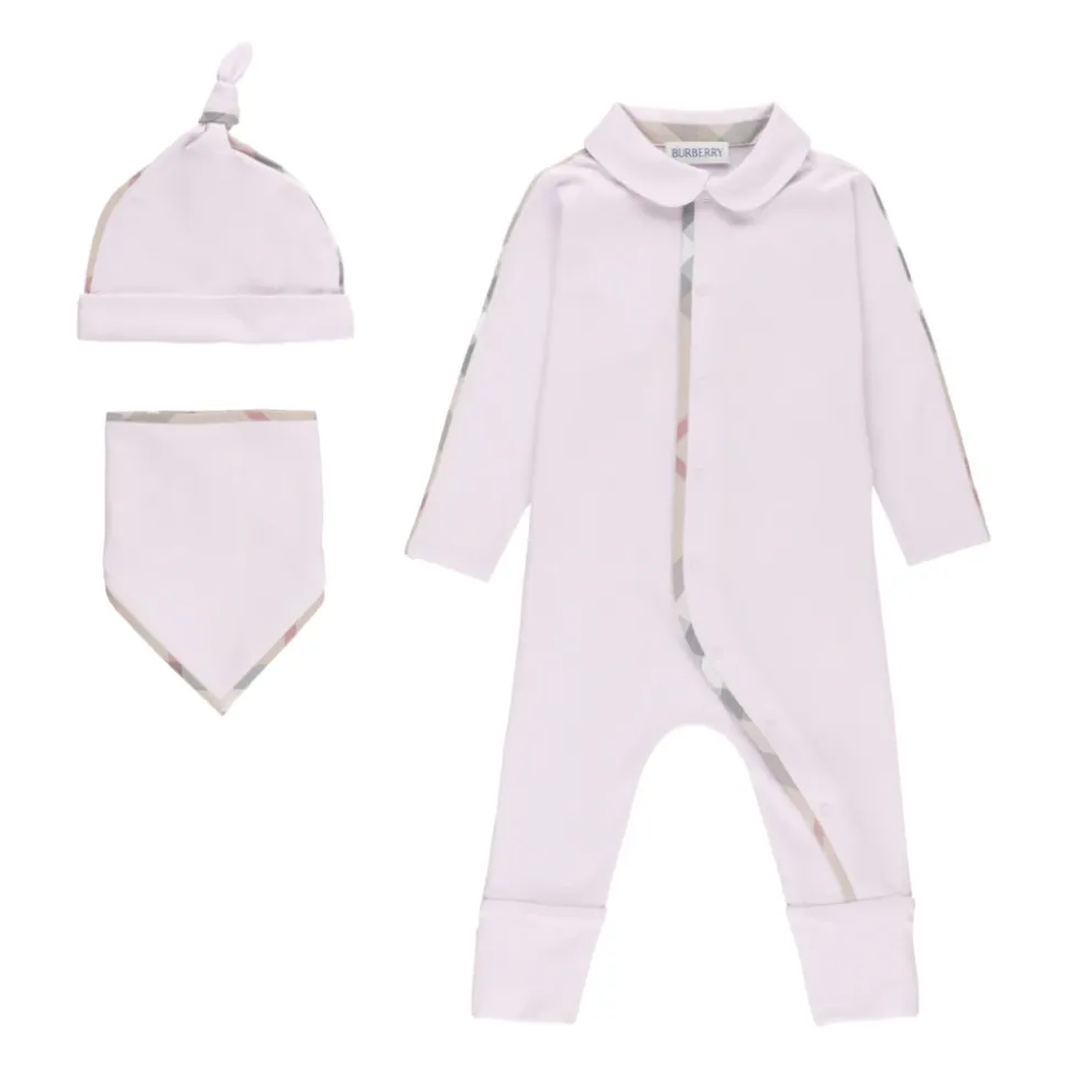 Roze Babykatoenen Driedelig Set