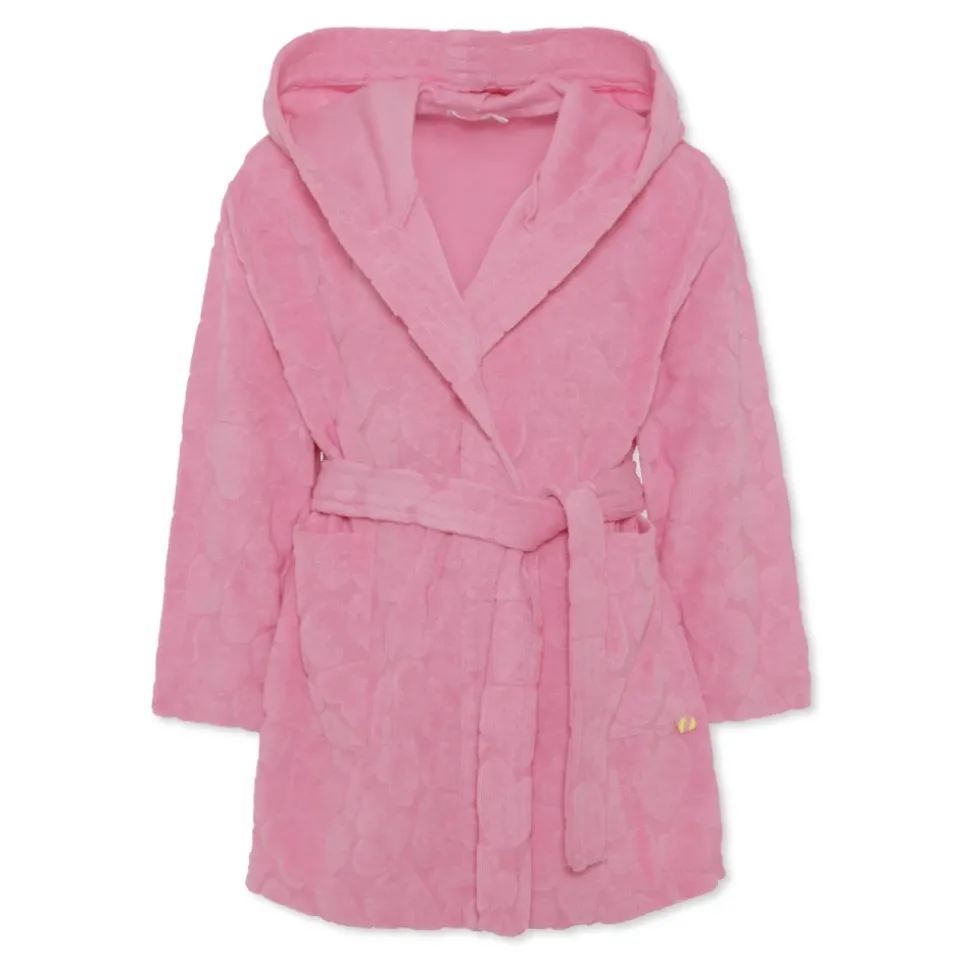 Roze badjas met terry hartjes