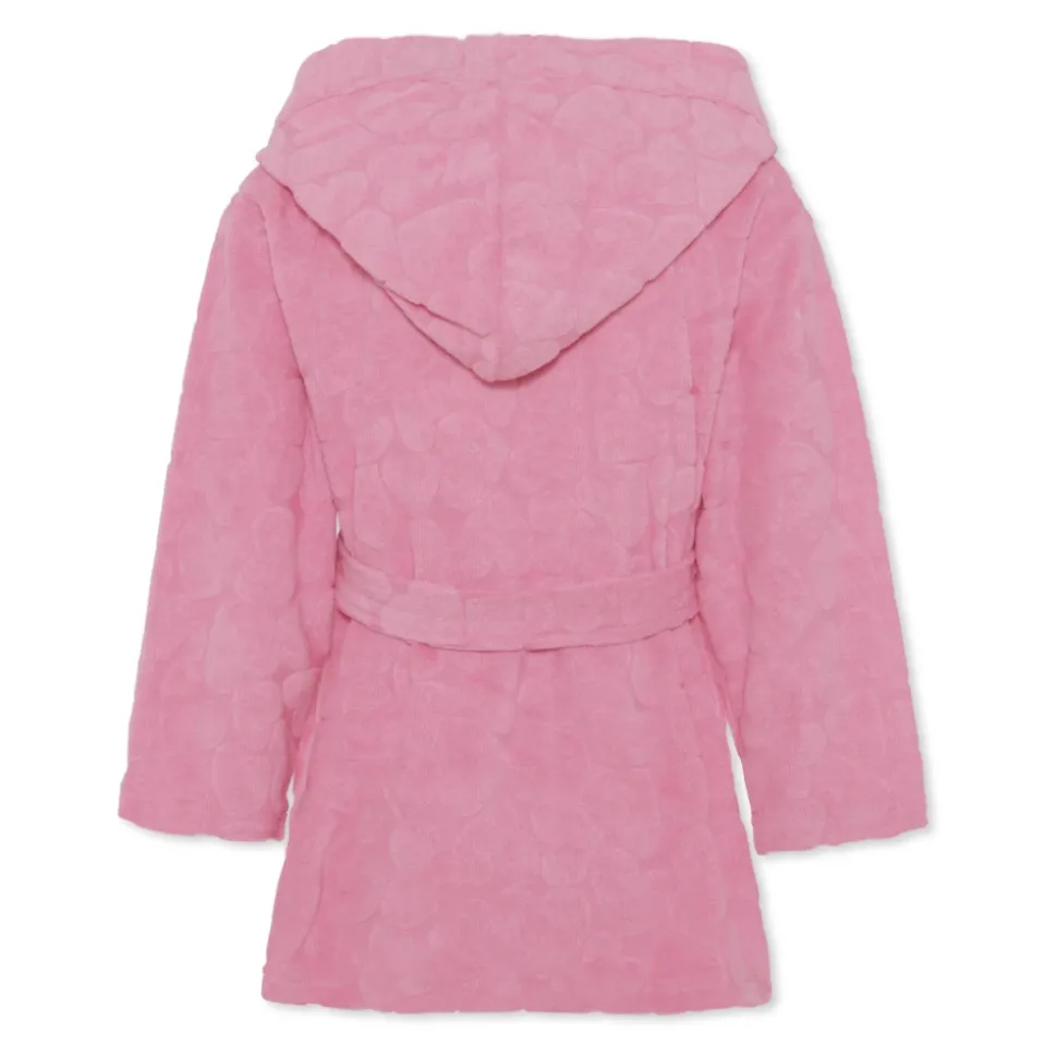 Roze badjas met terry hartjes
