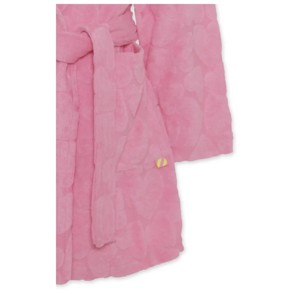 Roze badjas met terry hartjes