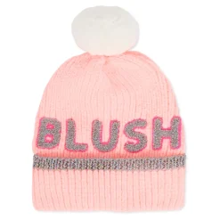 Roze Chenille Beanie met Pompom
