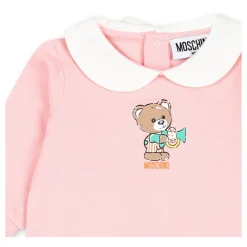 Roze fleece rompers met Teddy Bear