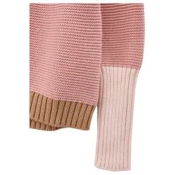 Roze Gebreide Vest met Bruine Details