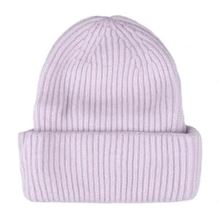 Roze Geribbelde Cashmere Beanie Hoed