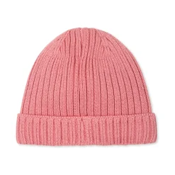 Roze Geribbelde Katoenen Beanie Muts
