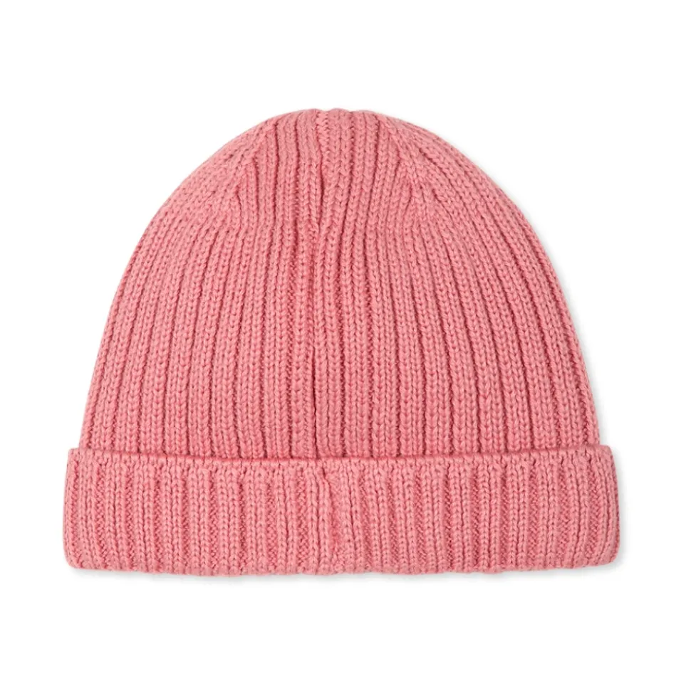 Roze Geribbelde Katoenen Beanie Muts
