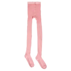 Roze Geribbelde Lurex Panty met Elastische Tailleband